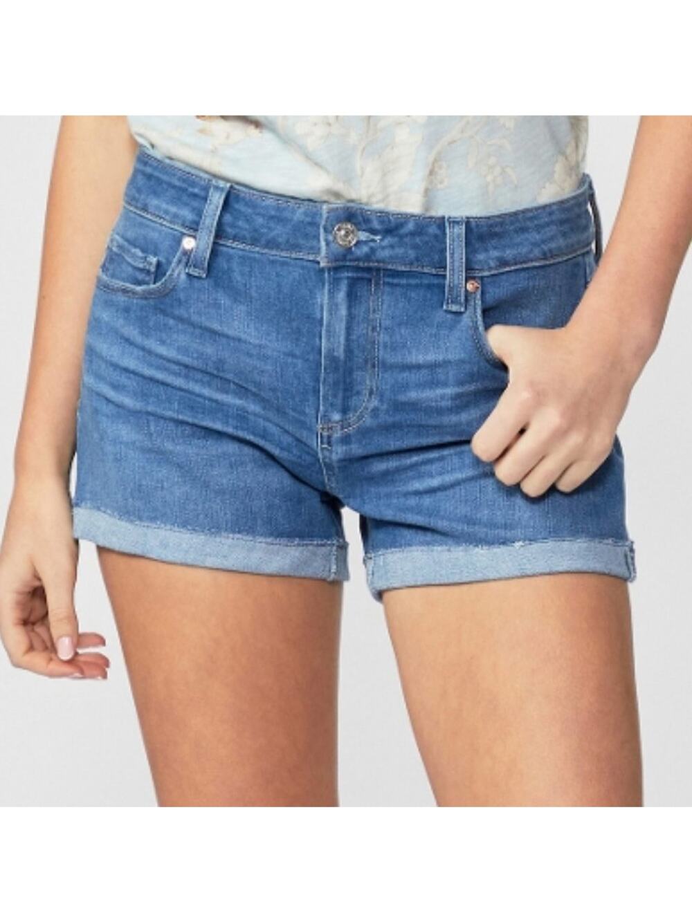 PAIGE Jimmy Jimmy Seine Wash Denim Cuffed Cut-Off Shorts Size 28 ☀️💙😎